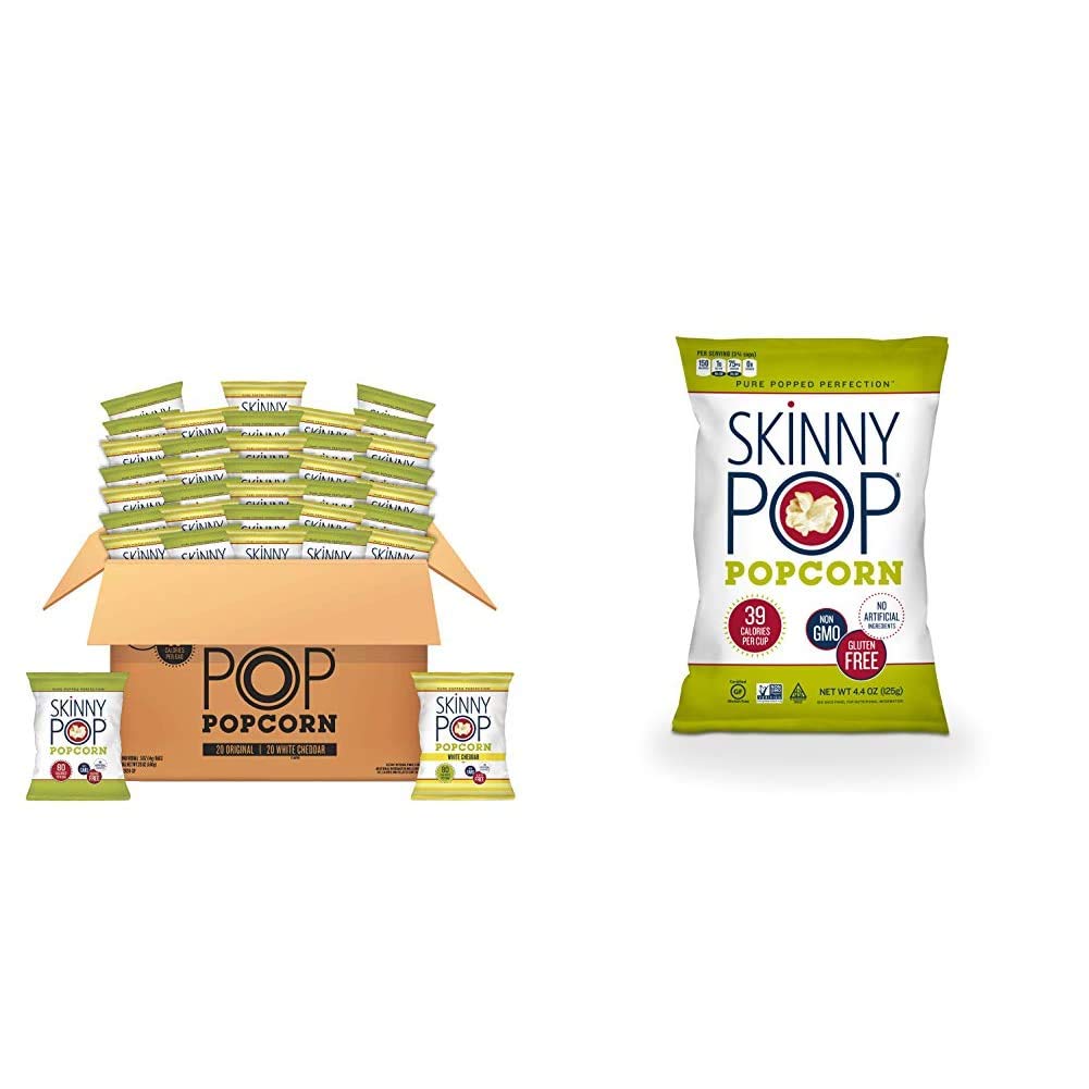 SkinnyPop Popcorn Variety Pack - Original & Dairy Free White Cheddar | Healthy, Gluten Free, Non-GMO Snacks for Movie Nights, Office Snacking & School Lunches
