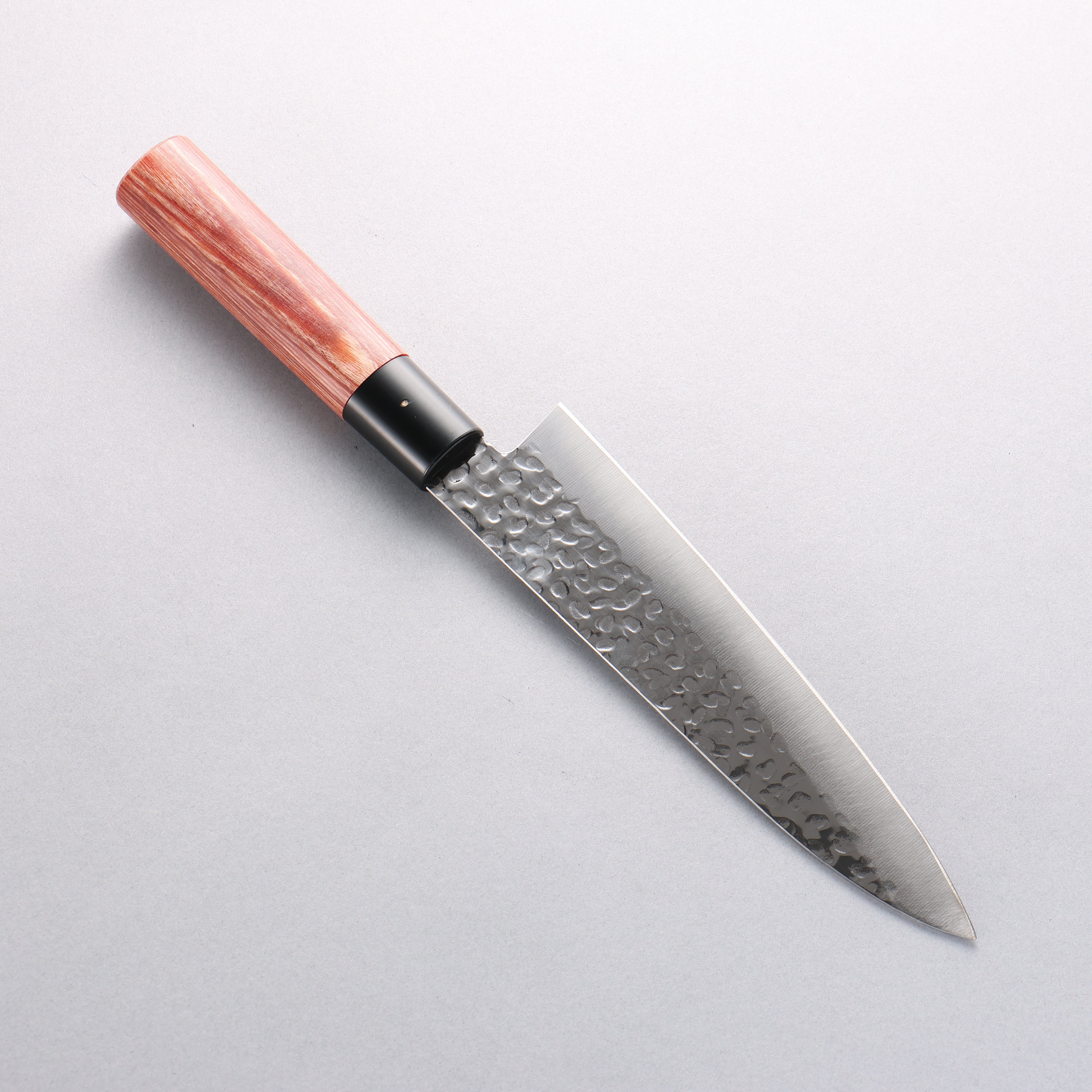 Kanetsune DSR 1K6 Hammered Gyuto Japanese Chef Knife 180mm - Red Pakka Wood Handle - High Carbon Steel Blade for Professional Cooking & Sushi Preparation