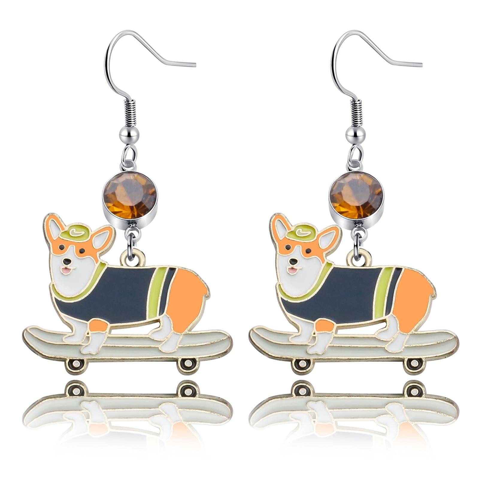 Birthstone Corgi Earrings for Women - Cute Corgi Dog Jewelry Gift for Dog Lovers, Corgi Owners & Moms - Perfect Birthday, Christmas & Mother's Day Present - Ideal for Casual Wear, Special Occasions & Dog-Themed Events