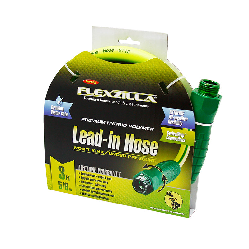 Flexzilla 5/8in Lead in Garden Hose with Swivel Grip Connections - Heavy Duty, Kink-Free Water Hose for Gardening, Washing Cars & Outdoor Watering
