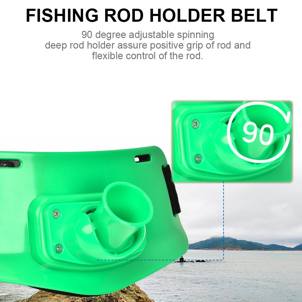 **Adjustable Fishing Rod Holder Belt for Saltwater & Freshwater Fishing - Boat & Shore Fishing Gimbal Waist Belt (Green) - Perfect for Fighting Big Fish & Hands-Free Angling**