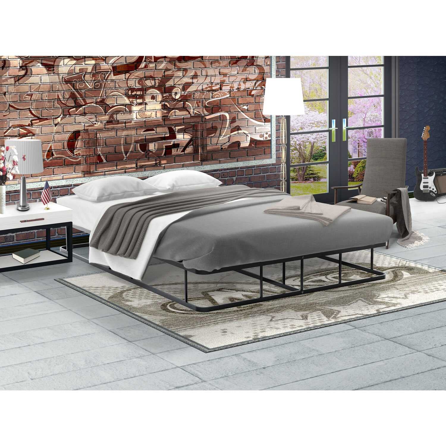 East West Furniture Dothan Full Bed Frame - Modern Black Metal Frame with Elegant Headboard & Footboard | Powder Coated for Durability | Perfect for Contemporary Bedrooms & Guest Rooms