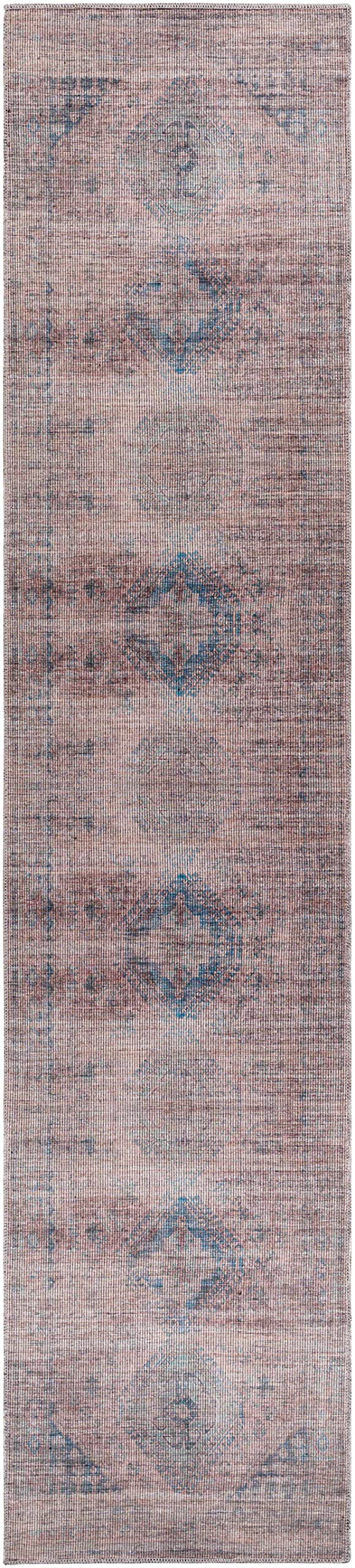 Hauteloom Tinalmud Washable Runner Rug for Hallway & Kitchen - Non-Slip, Stain Resistant - Blue, Purple, Green - 2'7