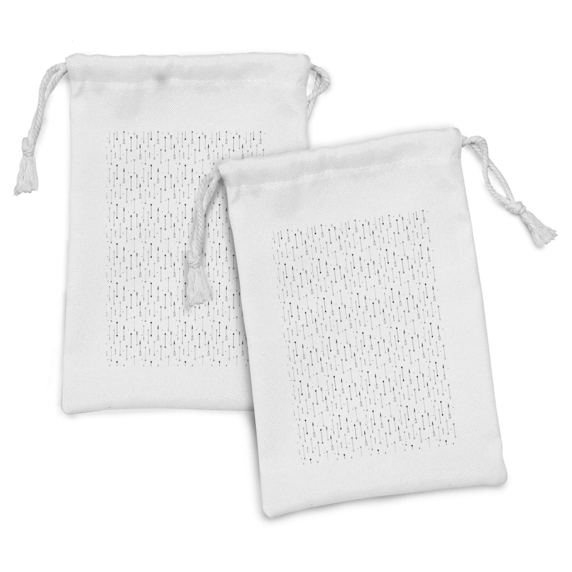 Ambesonne Tribal Fabric Pouch Set of 2 - Bohemian Style Drawstring Bags for Toiletries, Masks & Gifts (9