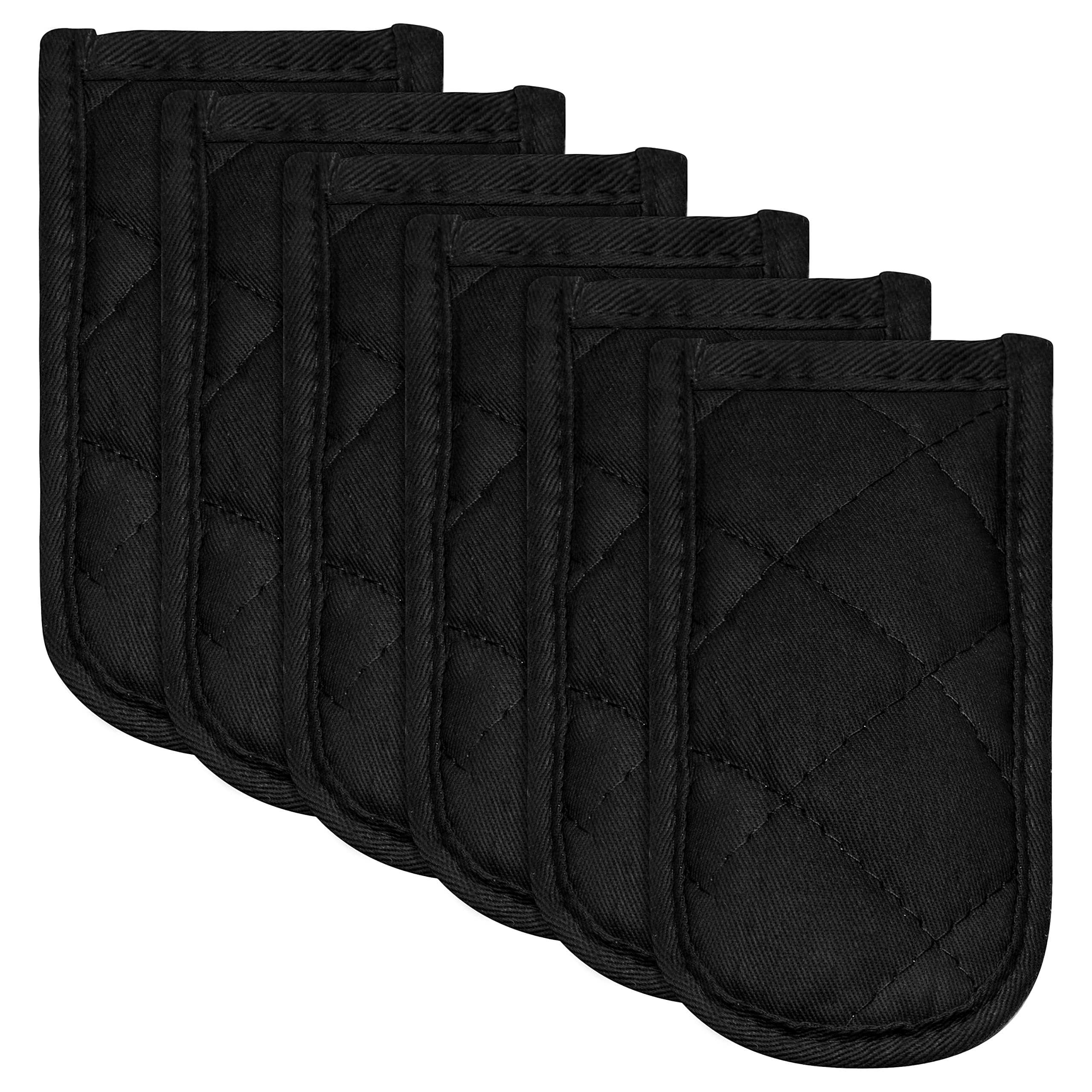 6Pcs Heat Resistant Pot Handle Covers - Black Cotton Skillet Sleeves for Cast Iron Cookware | Non-Slip, Machine Washable Kitchen Mitts | Perfect for Baking, Cooking, BBQ & Stovetop Safety