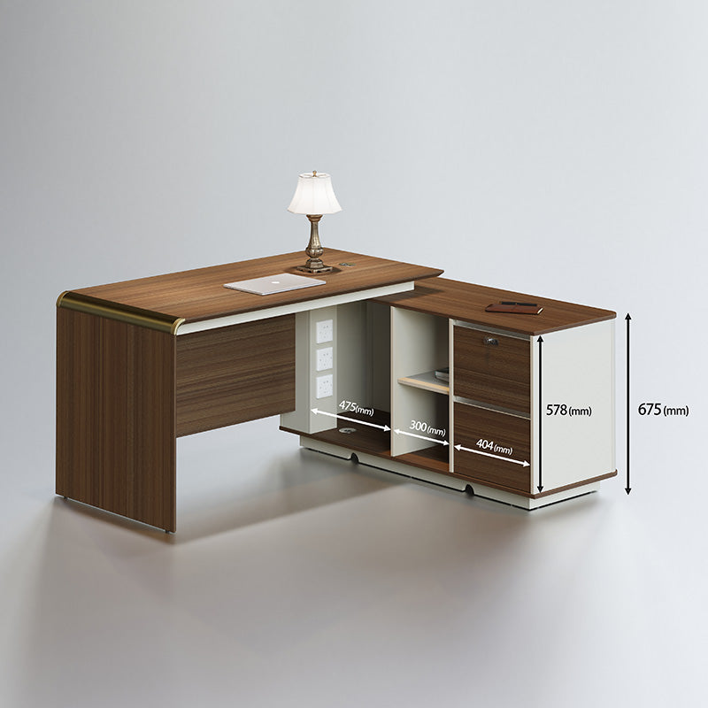 ANDERSON Executive Desk 1.6M Reversible - Hazelnut & Beige Home Office Desk for Professionals | Modern Workstation for Home Office, Study & Business Use