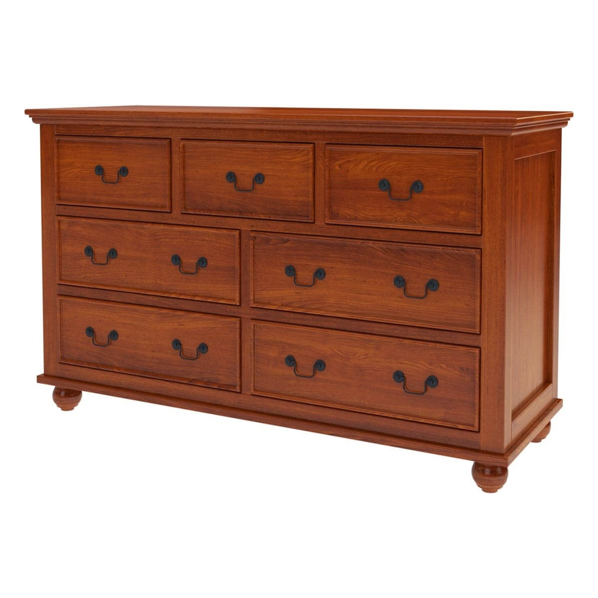 Premium Indian Mango Wood 7-Drawer Double Dresser - Solid Wood Bedroom Furniture for Storage & Organization - Perfect for Master Bedroom, Guest Room or Nursery Decor