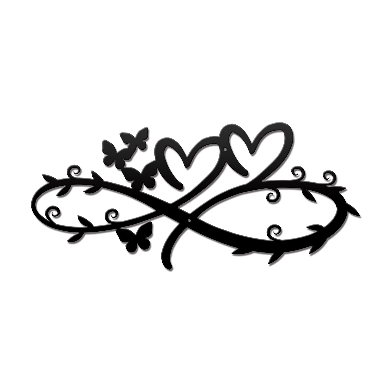Infinite Love Metal Wall Art - Vine Heart Decor with Butterflies, Wrought Iron Sculpture Sign for Home & Garden - Perfect for Living Room, Bedroom, Wedding Gift
