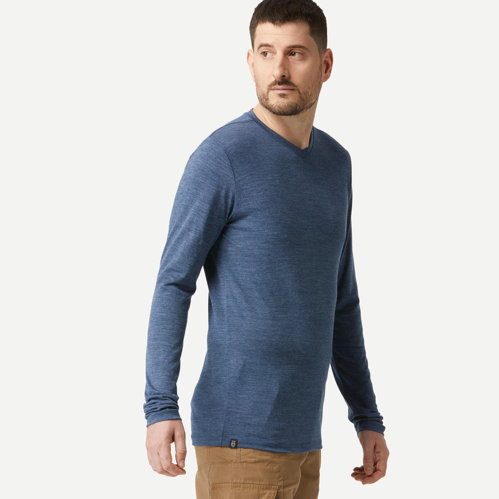 Simond Men's Travel 500 Merino Wool Long Sleeve Shirt - Breathable & Odor-Resistant Base Layer for Hiking, Camping & Outdoor Adventures