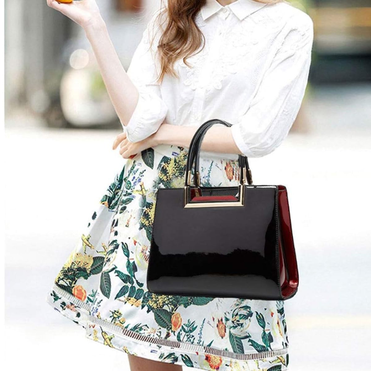 Shiny Patent Leather Handbags for Women - Glossy Shoulder Bags, Fashion Satchel Purses & Party Totes with Top Handle | Perfect for Evening Events, Work & Daily Use