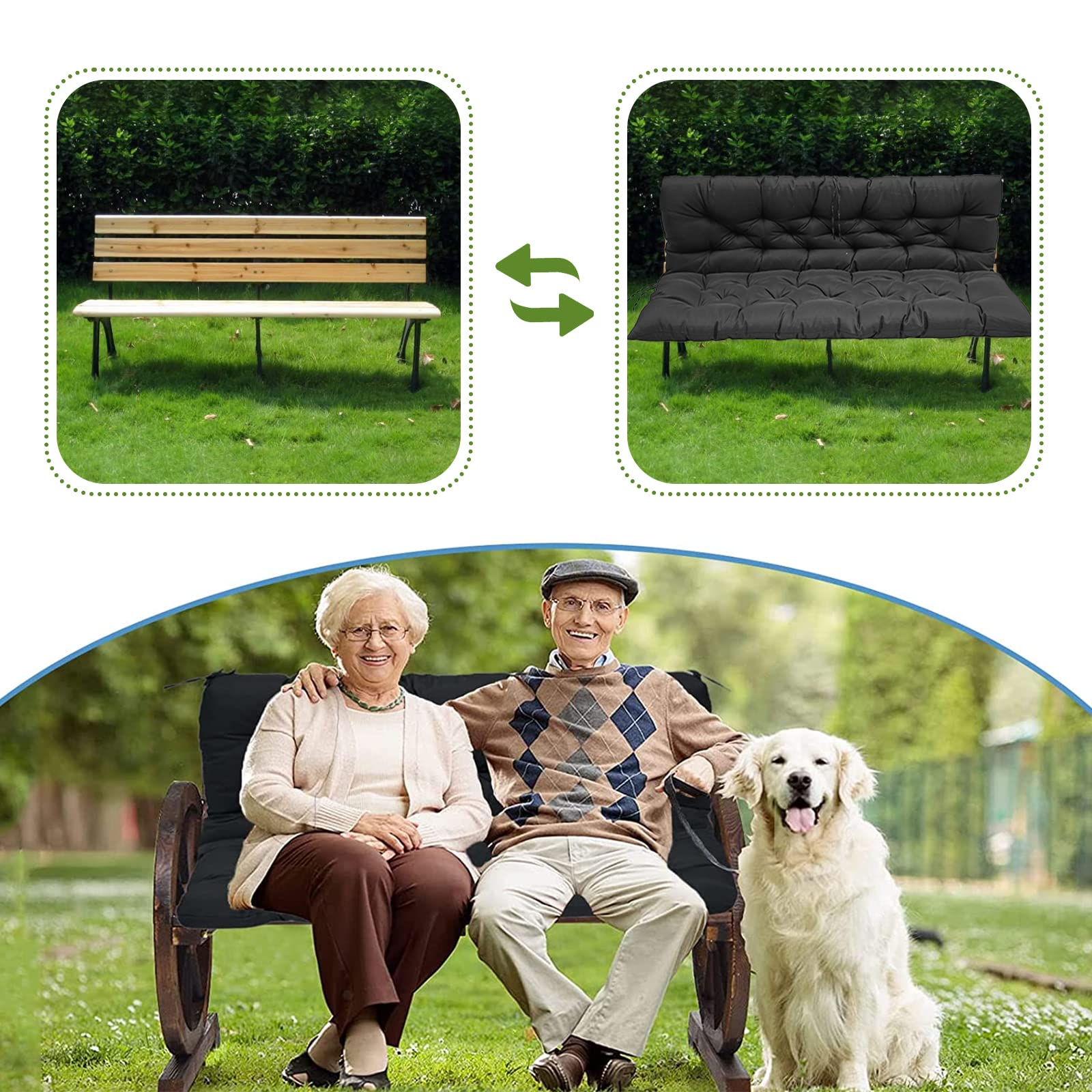Premium Outdoor Swing Cushion Set - Thickened 2-3 Seater Porch Swing Cushions with Backrest (48