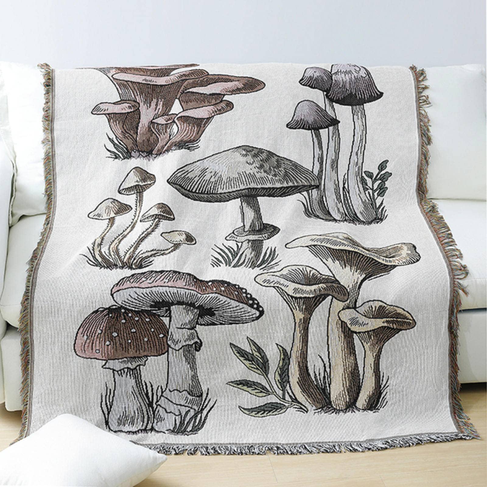 Soft Mushroom Print Blanket - Cozy Throw Blanket for Sofa, Bed, and Floor - Decorative Tapestry for Living Room, Dorm, and Wall Hanging - Lightweight & Warm Home Decor Accessory
