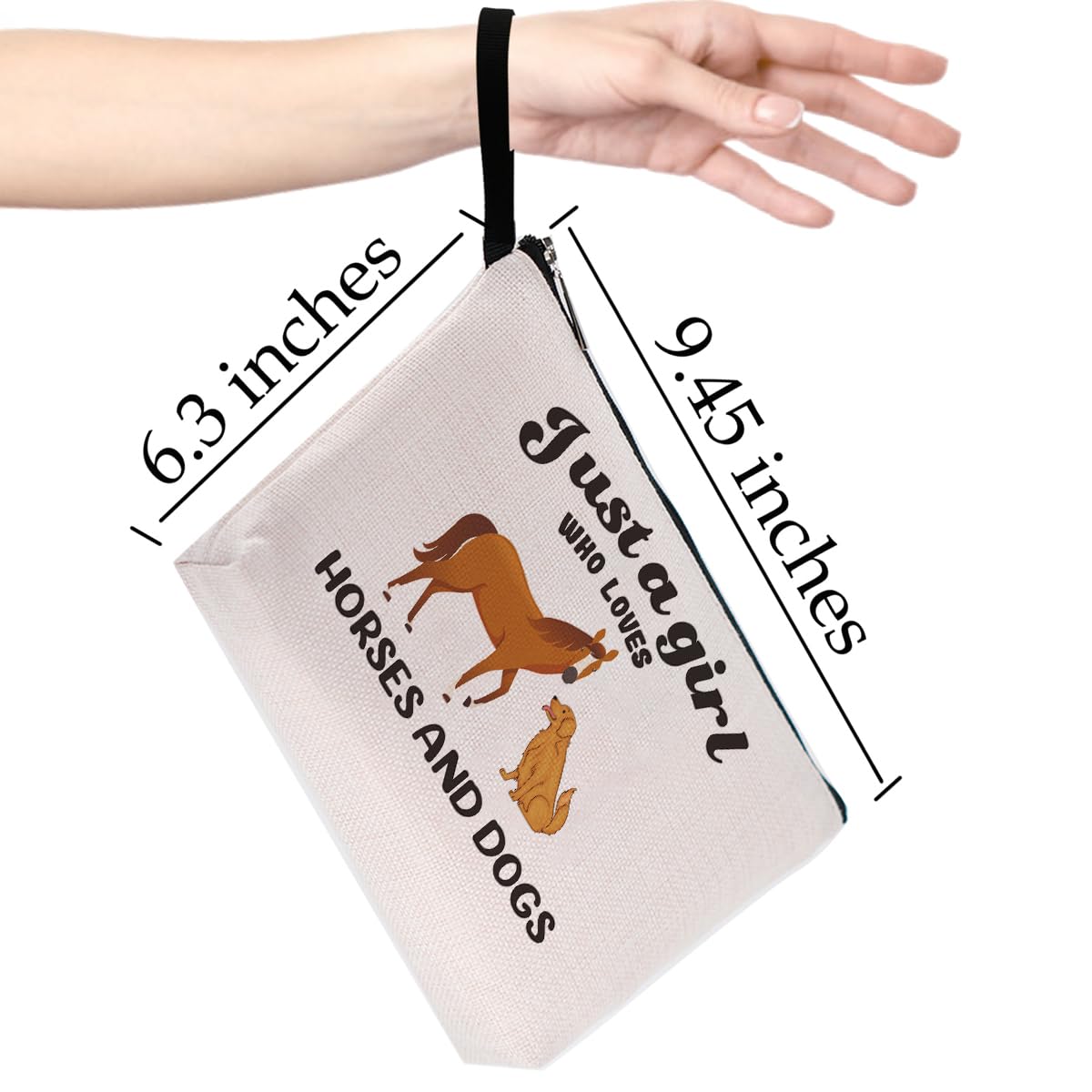 Funny Makeup Bag for Dog & Horse Lovers - Cute Cosmetic Zipper Pouch for Women, Girls, Girlfriend, Bestie, Daughter - Perfect Graduation, Birthday Gift for Best Friends - Ideal for Travel, School & Daily Use