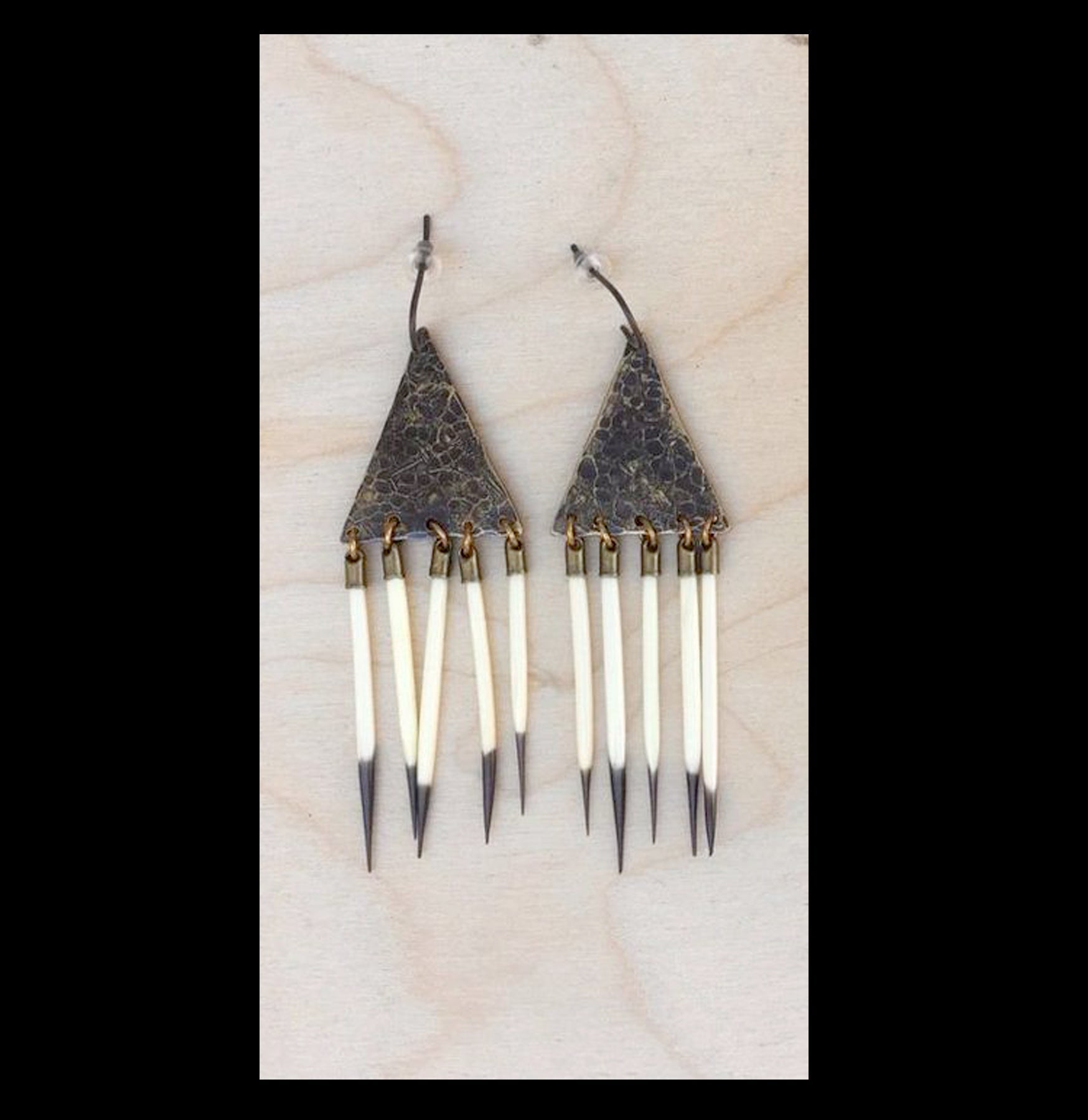 Hammered Triangle Quill Fringe Earrings for Women - Boho Tribal Dangle Drop Earrings - Perfect for Festivals, Parties & Everyday Wear