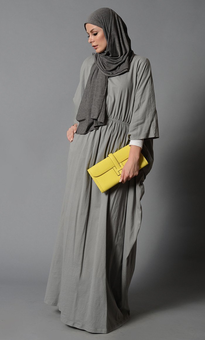 Comfortable Cotton Kaftan with Elastic Waist - Loose Flowy Maxi Dress for Women - Perfect for Beach Cover Up, Lounge Wear & Summer Vacation
