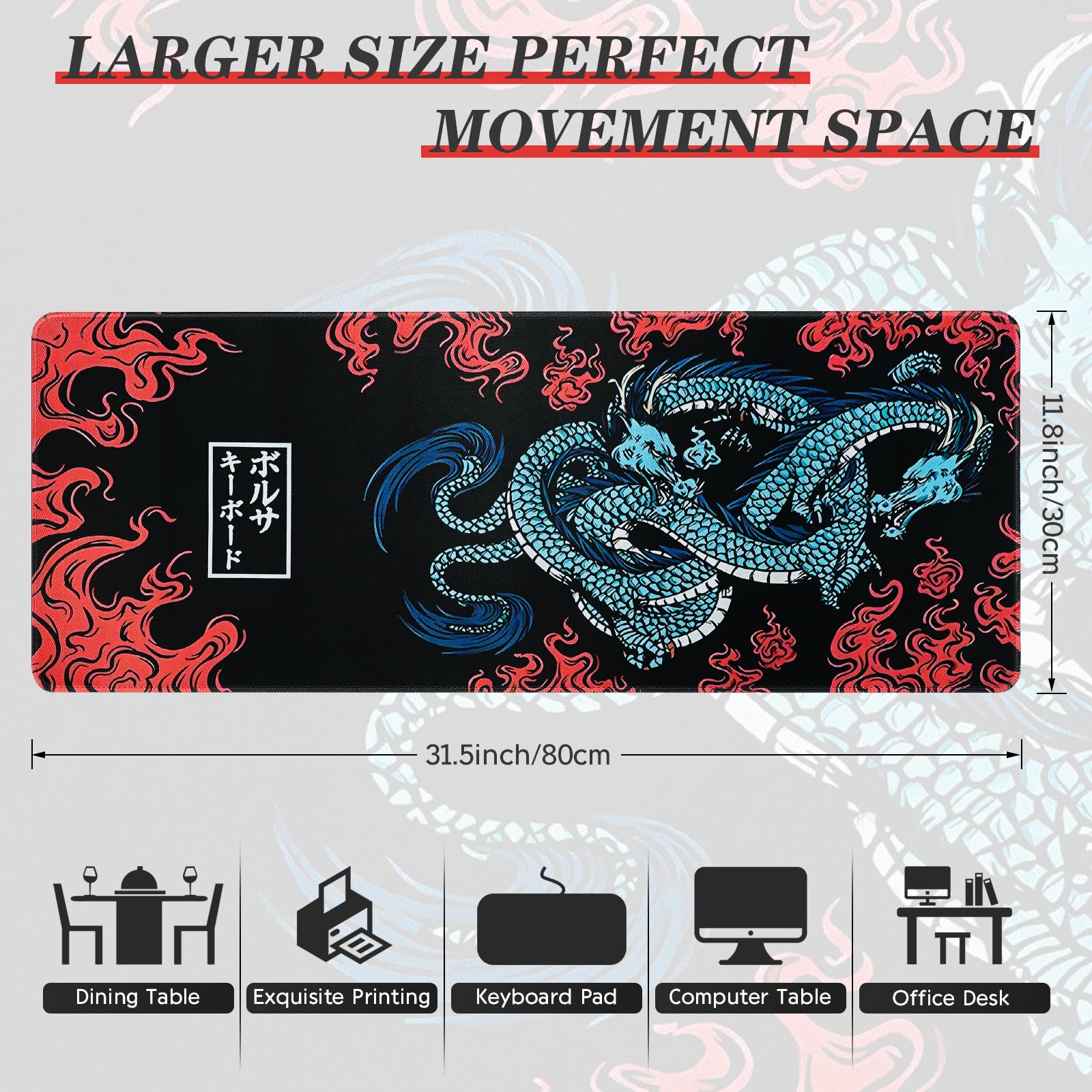 ETZ Large Gaming Mouse Pad (31.5 x 11.8 x 0.12 inch) - Non-Slip Rubber Base, Washable Keyboard & Laptop Desk Mat - Extended Mouse Pad for Office, Home & Gaming Setup - Perfect for PC, Mac, Workstation & Esports