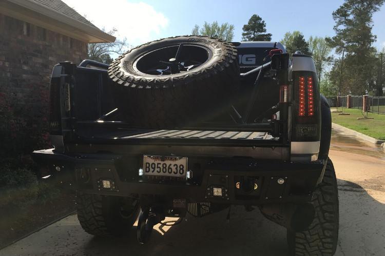Bodyguard DFC11BNLT Rear Bumper for 2011-2014 GMC Sierra 2500/3500 HD Trucks - Heavy Duty Steel Construction, No Sensor Light Cutouts - Perfect for Off-Roading & Truck Upgrades