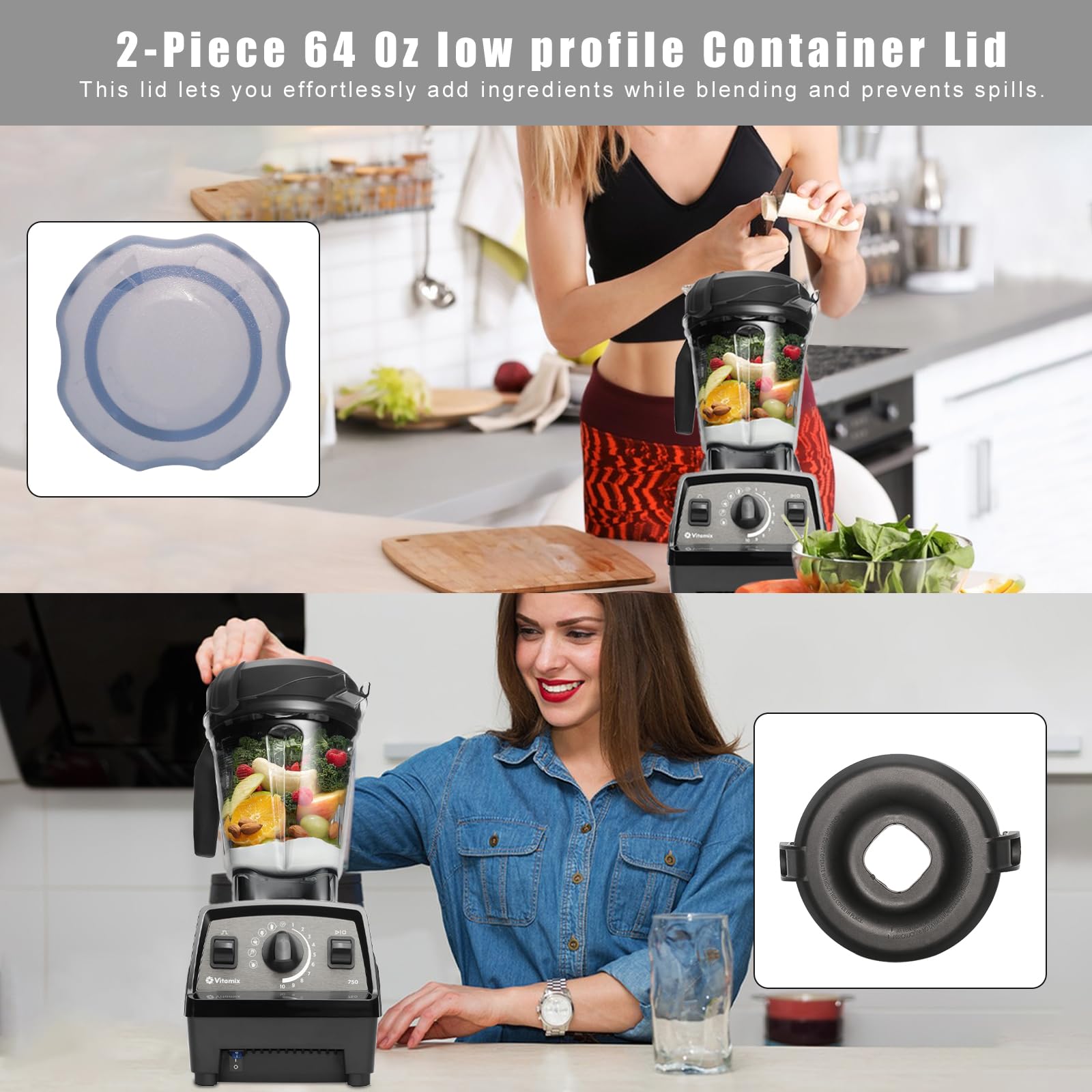Vitamix 64 Oz Blender Replacement Lid - Compatible with Professional Propel Series & Low-Profile Containers - Durable Blender Cover for Smoothies, Soups & Food Prep