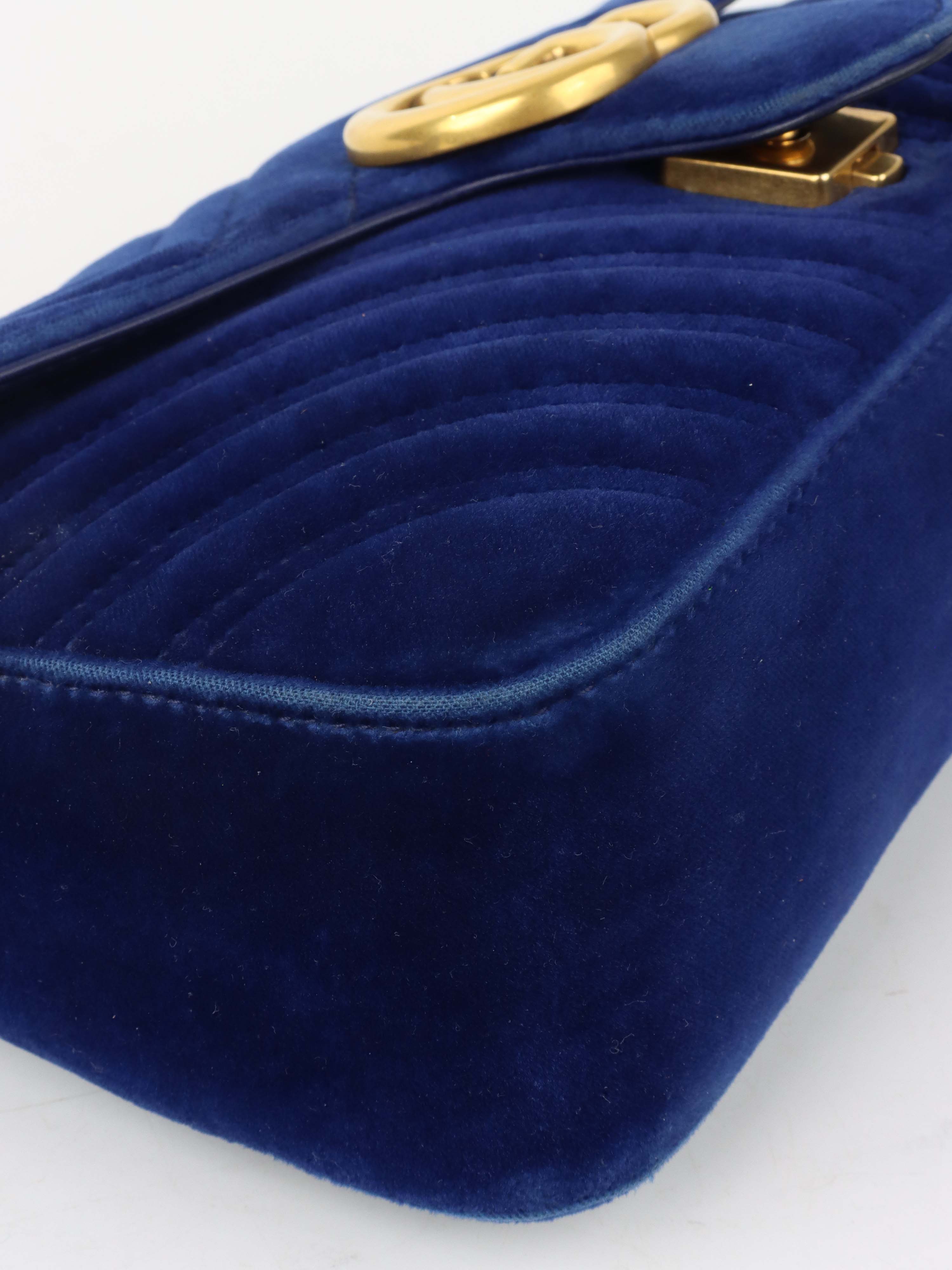 Gucci Blue Velvet Marmont Shoulder Bag for Women | Luxury Designer Handbag | Perfect for Evening Parties, Date Nights & Special Occasions