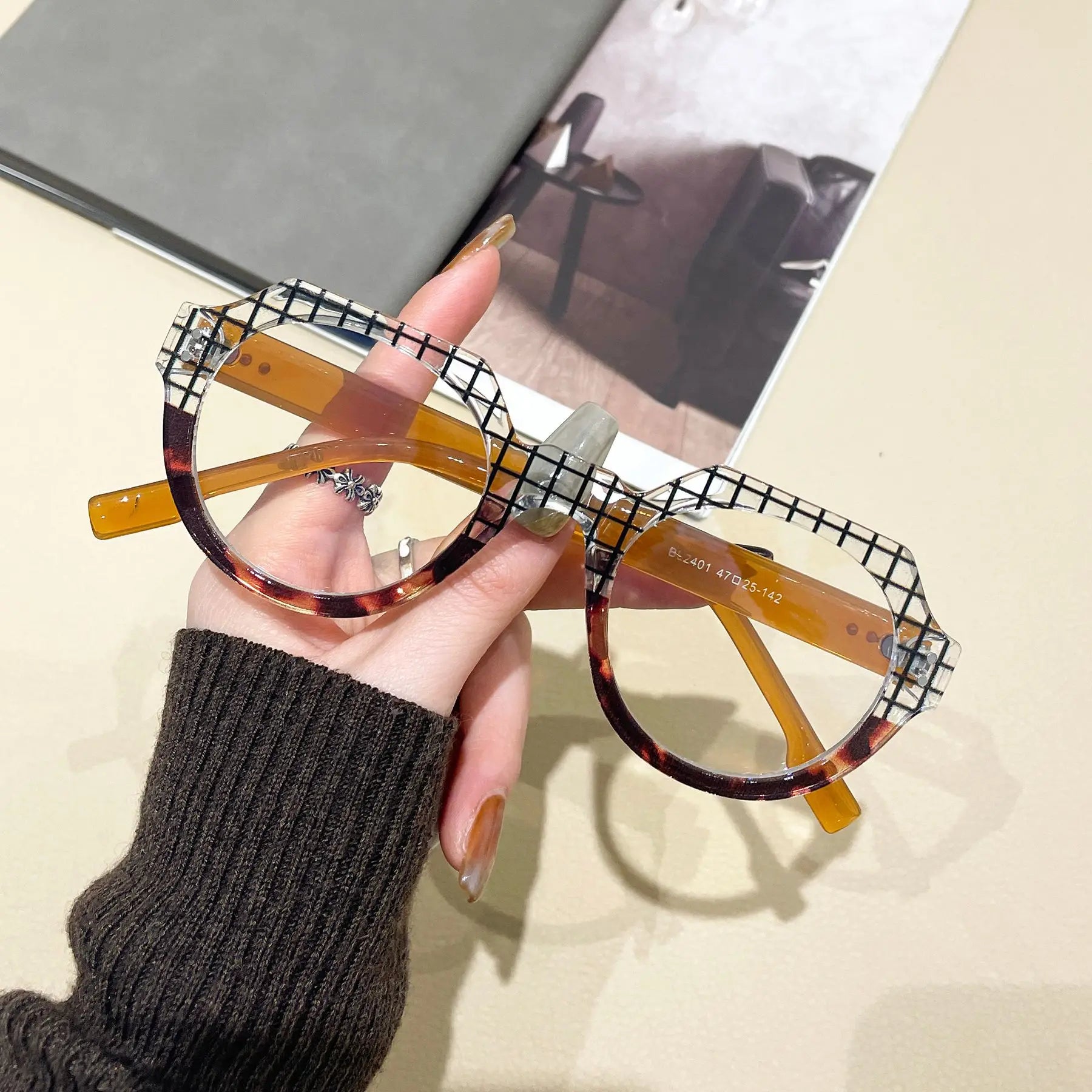 CCspace Women's Full Rim Round Plastic Eyeglasses 57420 - Stylish & Lightweight Frames for Reading, Work & Everyday Use