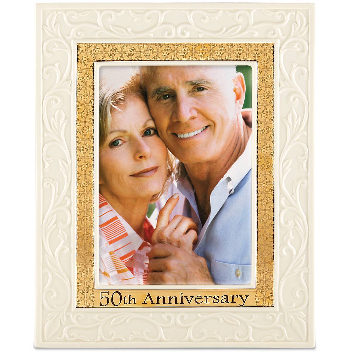 50th Anniversary Picture Frame 5x7 Inches - Gold or Silver Keepsake Photo Frame for Wedding, Graduation, Family Photos - Perfect for Wall Display, Tabletop Decor, and Gift Giving