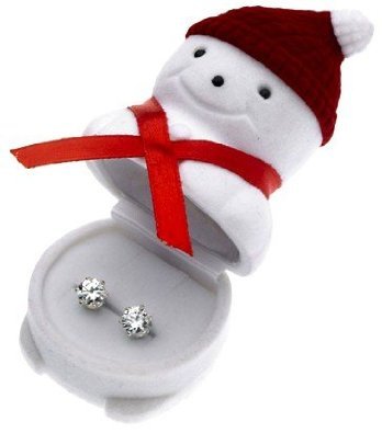 Stylish Silvertone Crystal Snowman Earrings in Gift Box - Perfect for Christmas Gifts & Holiday Parties