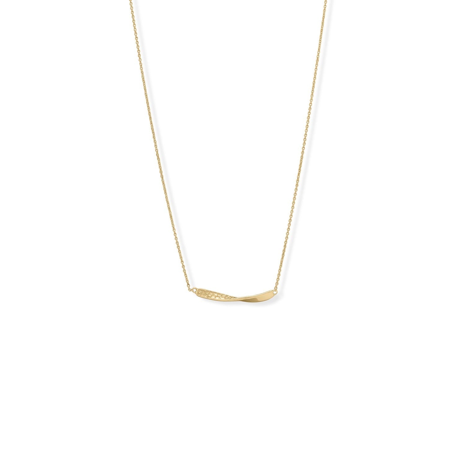 18K Gold Plated 16+2.5 Inch Twist Bar Necklace for Women - Elegant Layered Textured Pendant Chain Jewelry for Daily Wear, Date Night & Special Occasions