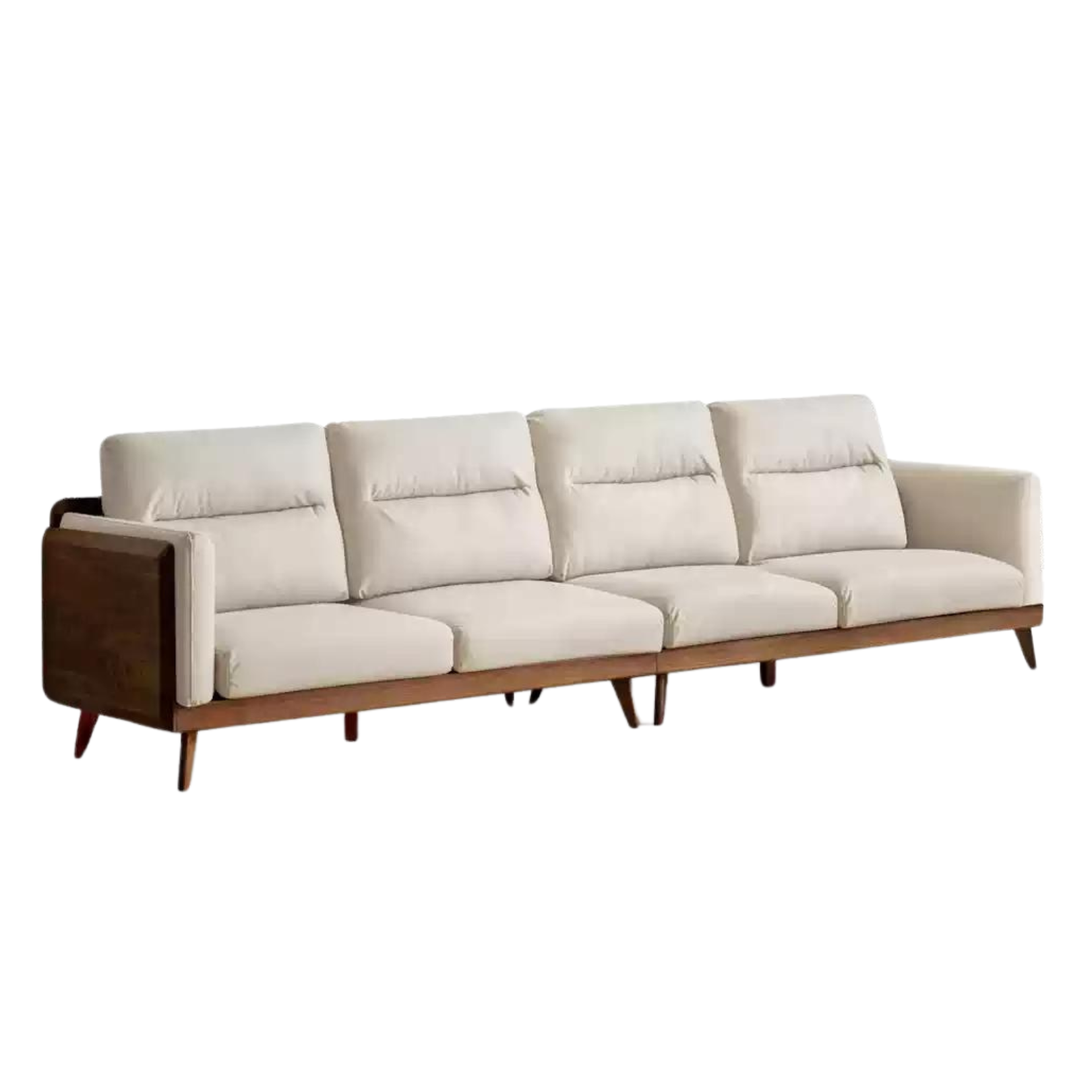 Premium Black Walnut Solid Wood Sofa with High-Tech Fabric Upholstery - Modern Living Room Furniture for Home & Office Comfort