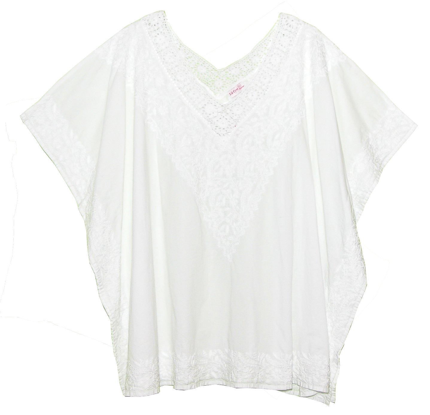 LA CERA Women's Hand-Embroidered Poncho & Boho Top - Plus Size 1X-5X - Floral Embroidered Cover Up for Beach, Festival & Casual Wear