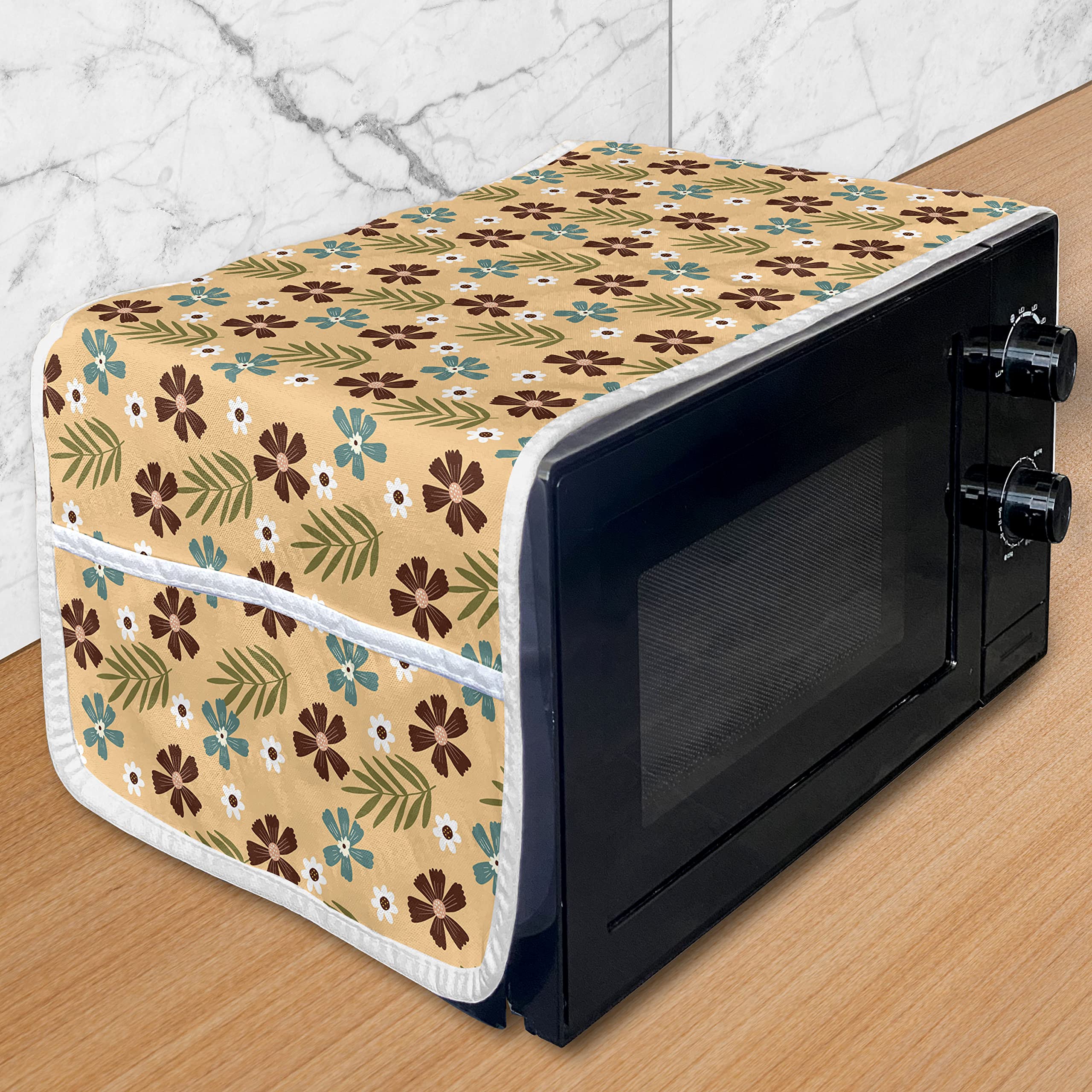Ambesonne Daisy Microwave Cover - Waterproof Kitchen Organizer with Pockets, 36