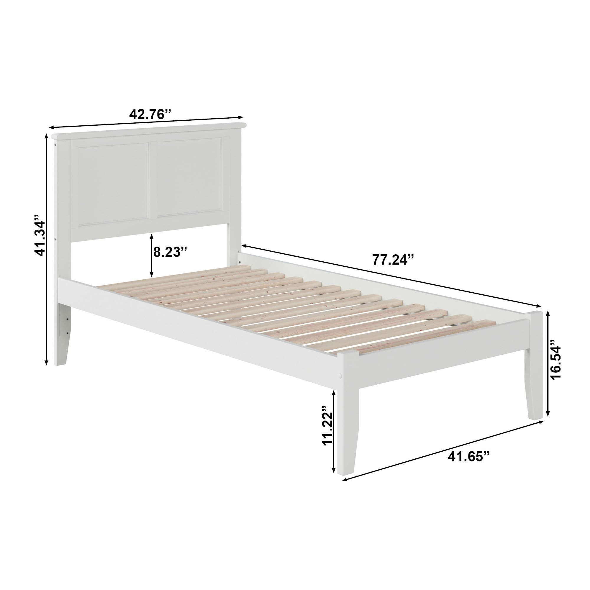 AFI Madison Twin Platform Bed Frame with USB Charging Ports - Modern Minimalist Wooden Bed for Small Spaces, Kids & Teens Room, Dormitory, Apartment