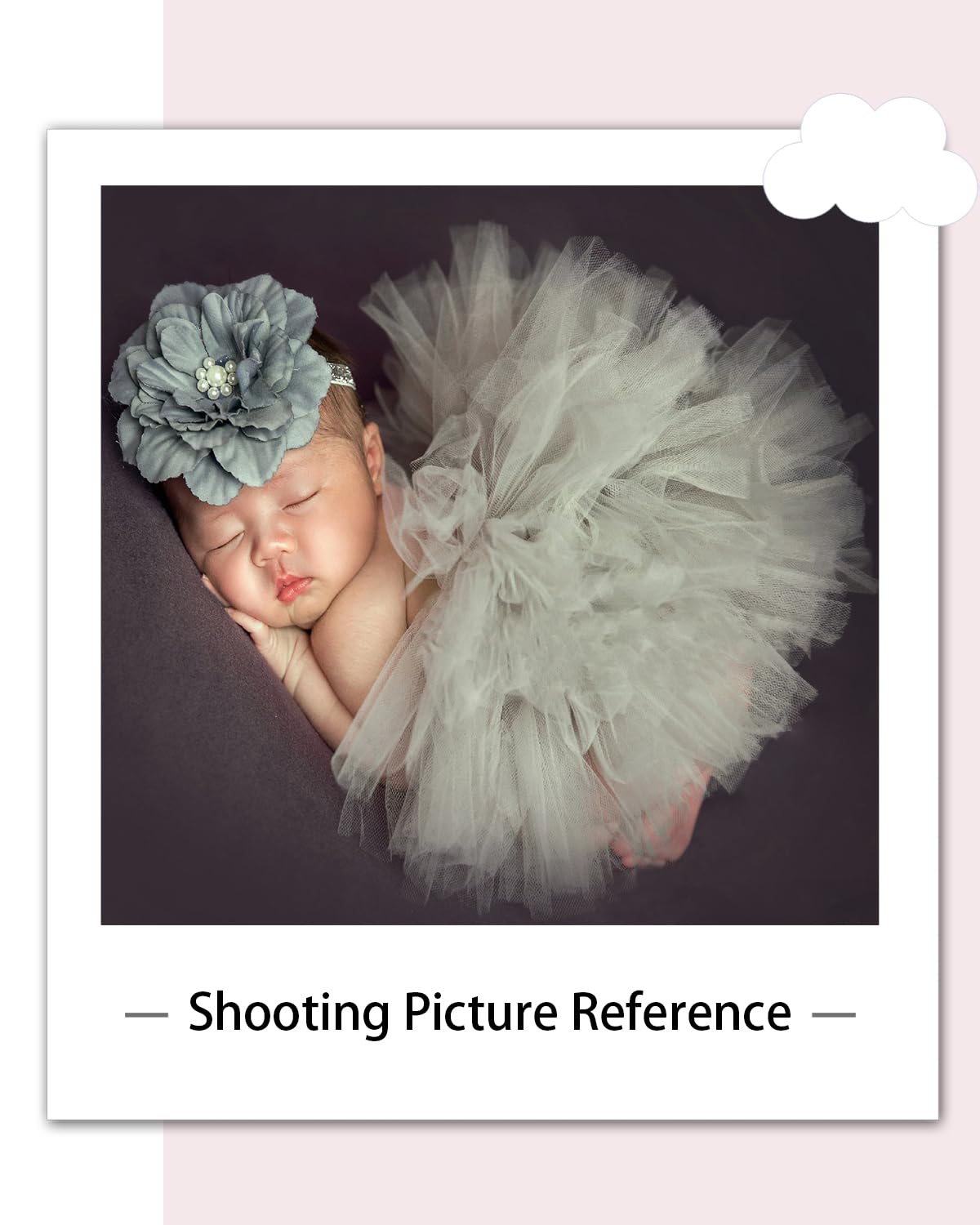 Baby Tutu Skirt & Headdress Set - Newborn Girl Photography Props, Infant Princess Costume Outfit (Grey) for Photo Shoots, Birthday Parties & Special Occasions