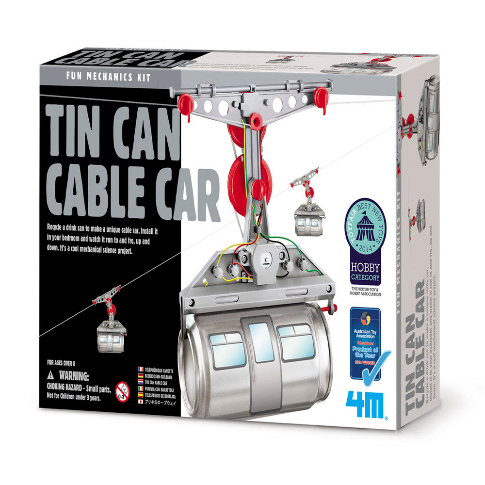 4M Tin Can Cable Car DIY Science Kit - Multi-Colored Mechanical Engineering Toy for Kids - Fun STEM Learning Project for Home & Classroom Experiments
