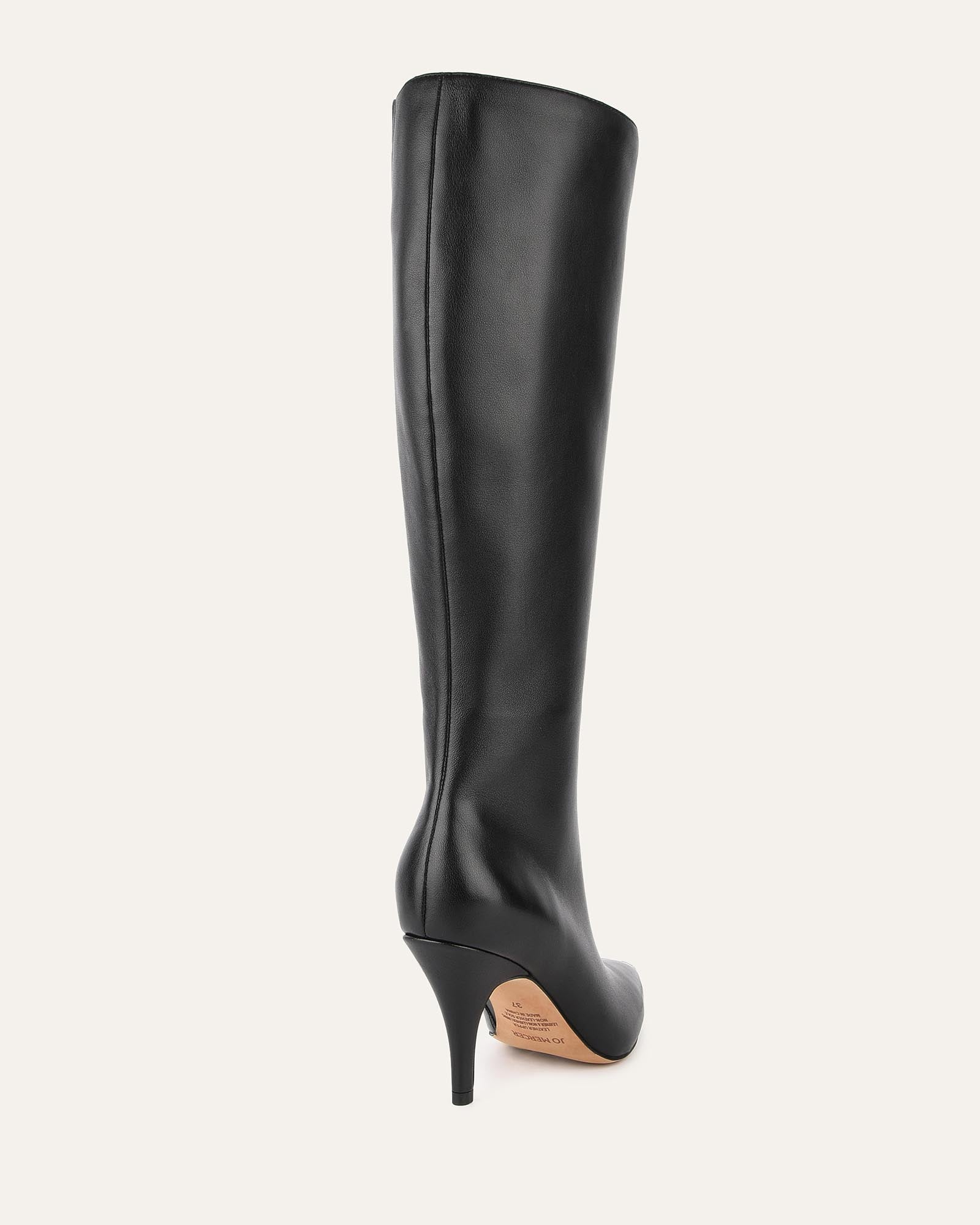 LOTUS Black Leather Knee High Boots for Women - Stylish & Comfortable Winter Fashion Boots for Casual Outfits, Parties & Office Wear