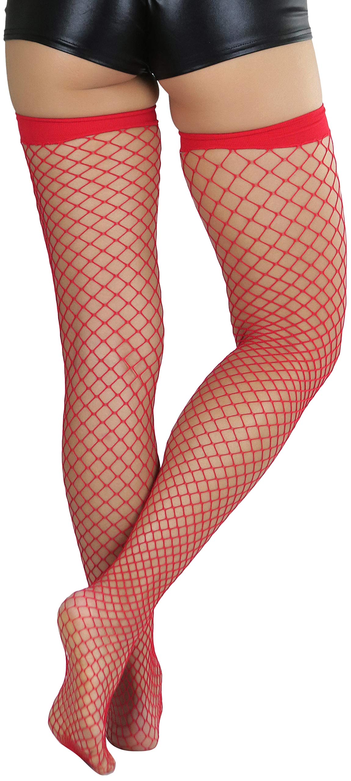ToBeInStyle Women's Sexy Fishnet Thigh High Stockings - Bright & Vibrant Sheer Tights for Party, Cosplay & Night Out