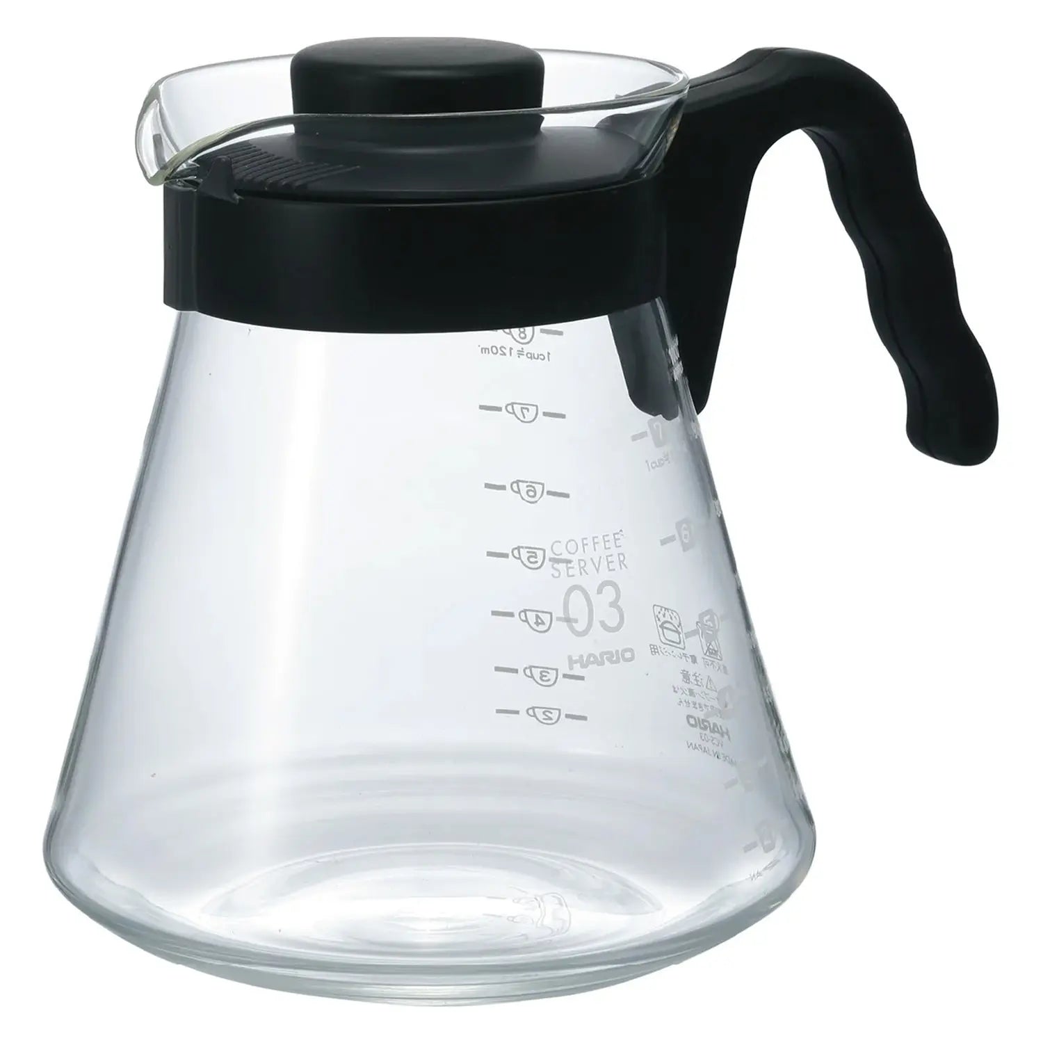 Hario V60 Heat Resistant Glass Coffee Server with Wide Spout - Perfect for Pour Over Coffee Brewing at Home or Cafe