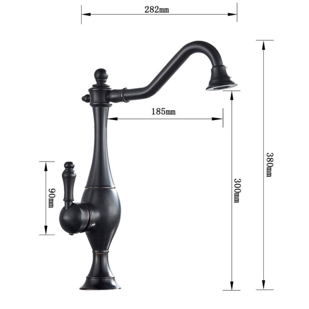 Bronze Black Long Neck Kitchen Faucet - Deck Mounted Rotating Spout with Hot & Cold Water Mixer - Perfect for Modern Kitchen and Bathroom Sink Installation