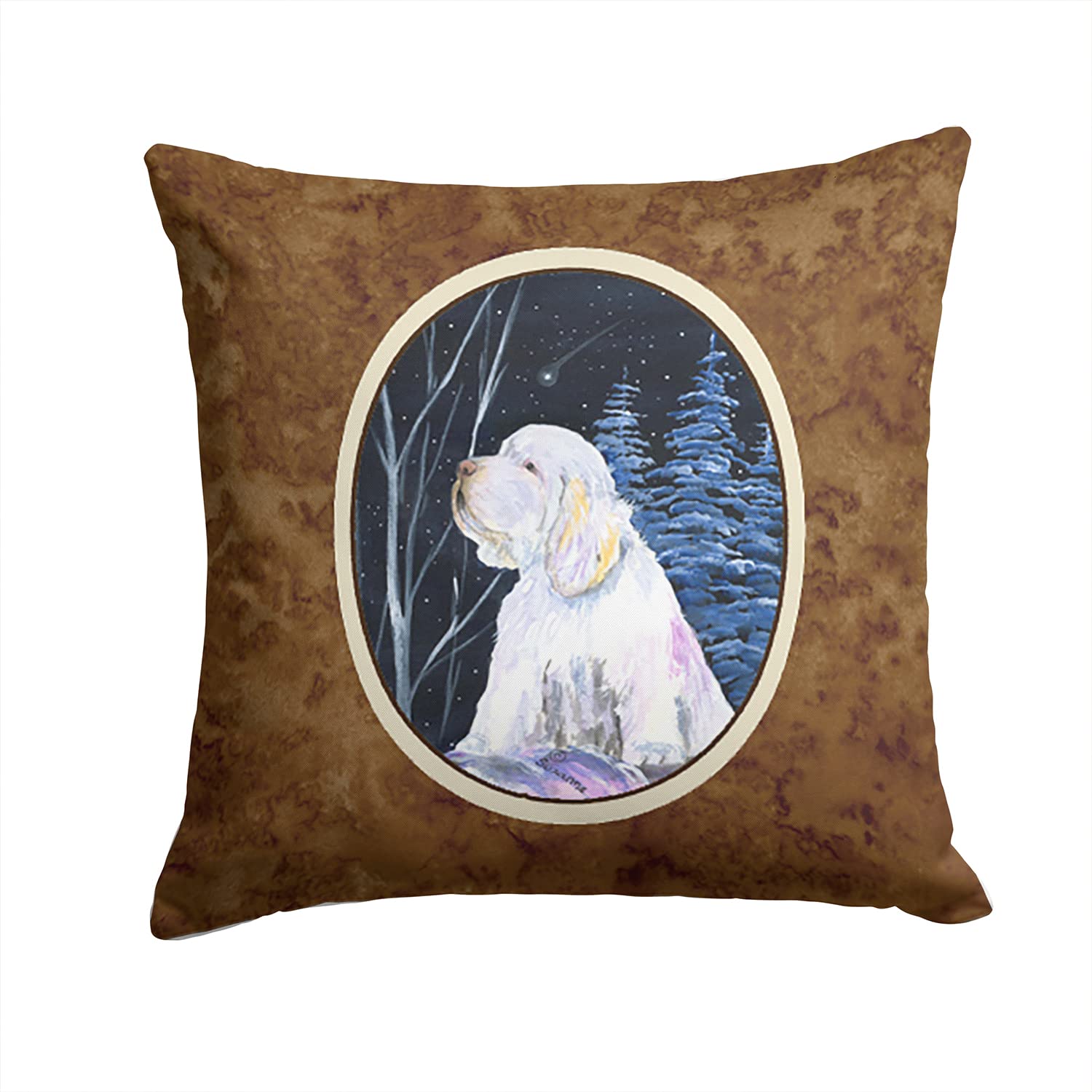 Clumber Spaniel Decorative Throw Pillow - Machine Washable Indoor Outdoor Cushion for Sofa, Bed & Patio - 14x14 Inches - Perfect for Home Decor, Living Room Accent & Garden Furniture
