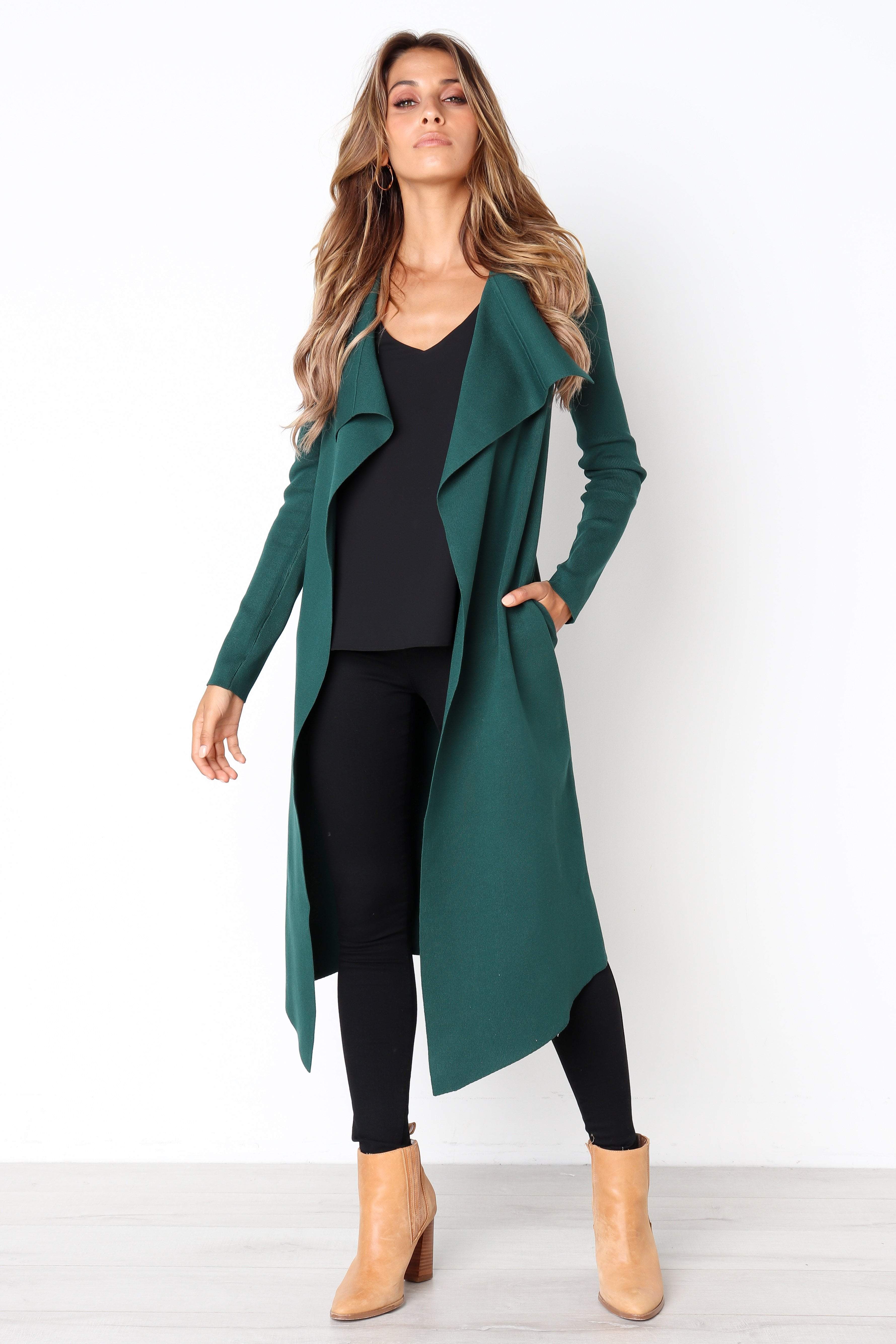 Audrina Cardigan Women's Knit Sweater - Soft Forest Green Pullover for Fall & Winter | Cozy Office Wear & Casual Outfits