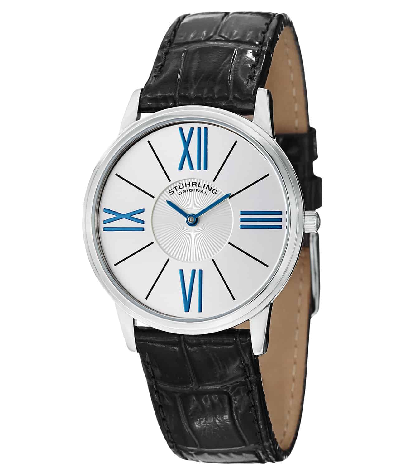 Grey Dial / Silver Case / Black Leather Strap Tang Buckle