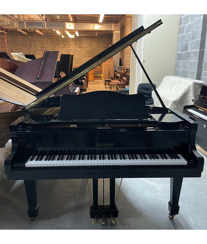 1987 Schumann 5'9 G82 Grand Piano - Polished Ebony Finish with Serial Number 8701180 | Perfect for Concert Halls, Music Studios & Luxury Home Decor