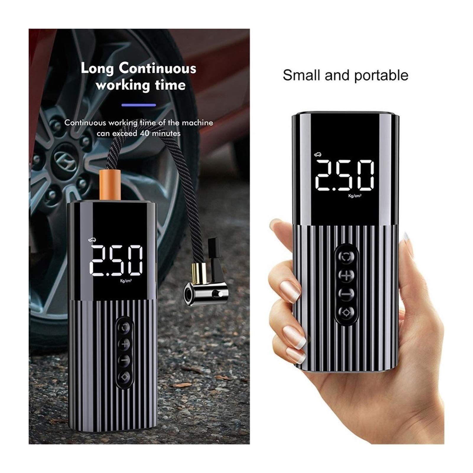 12V Portable Air Compressor Tire Inflator Pump with Digital Gauge, LED Light & Valve Adaptors - Fast Inflation for Car Tires, Bikes, Motorcycles, Basketballs & Sports Equipment - Perfect for Road Trips, Emergency Use & Home Inflatables