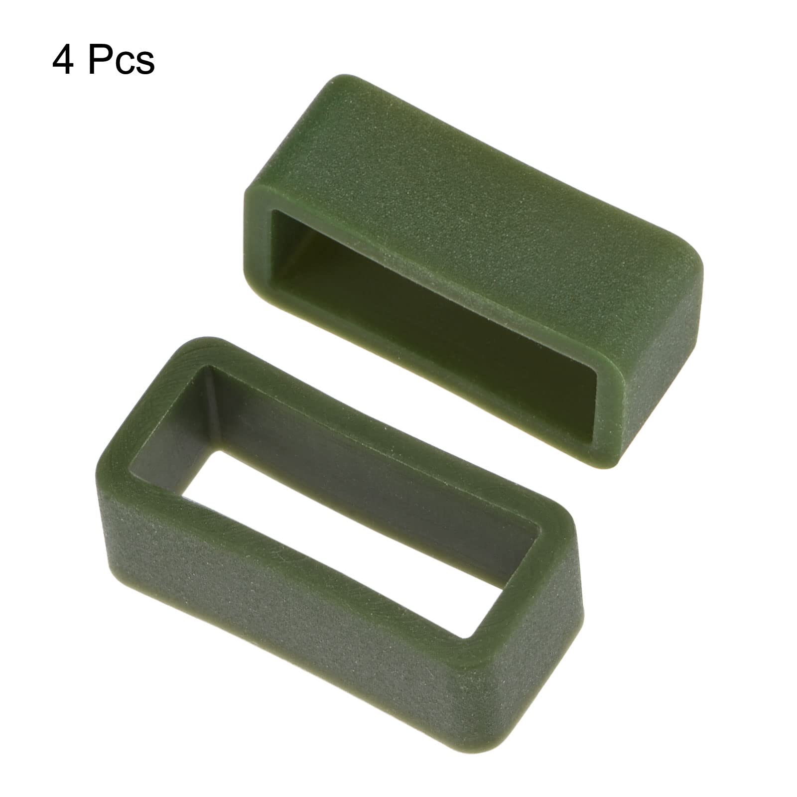 uxcell 16mm Dark Green Silicone Watch Band Strap Loops - 4 Pcs Rubber Replacement Fastener Rings Holder Keeper for Men Women, Perfect for Sports Fitness Outdoor Activities