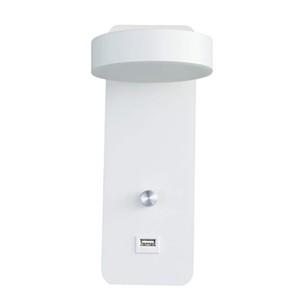 FAKEME Dimmable LED Wall Mounted Reading Lamp with USB Charger - White | Bedroom Wall Sconce Light for Headboard, Nightstand & Bookshelf | Perfect for Reading in Bed, Studying & Relaxing