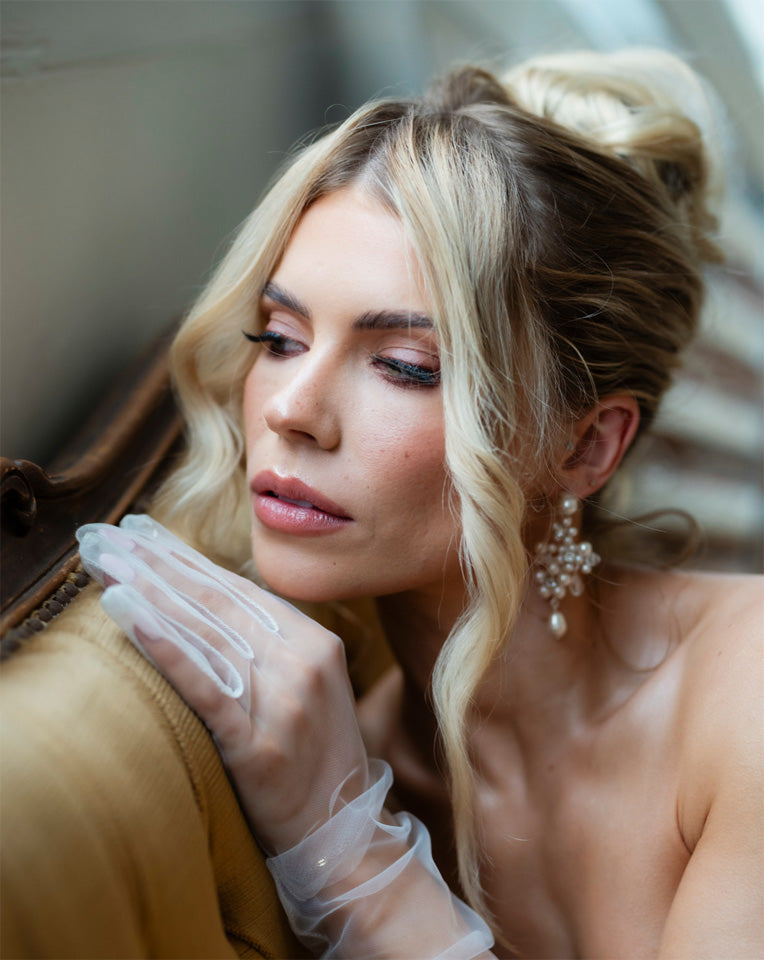 Elegant Pearl Floral Statement Earrings for Weddings & Bridal by Kezani | Perfect for Bridal Party, Formal Events & Special Occasions