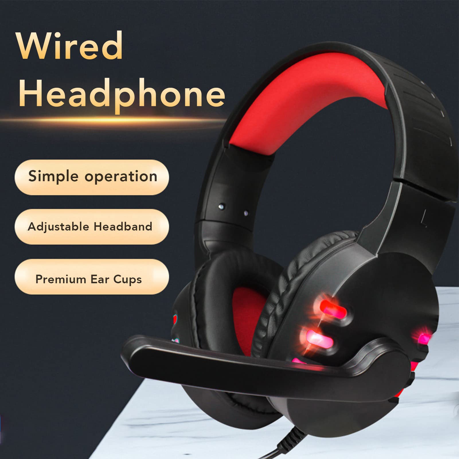 Topiky Wired Gaming Headset with Noise Cancellation, Adjustable Headband & Mic for PC - Perfect for Competitive Gaming, Streaming & Online Meetings