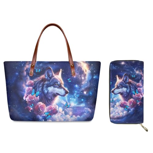Blue Rose With Wolf Printedd