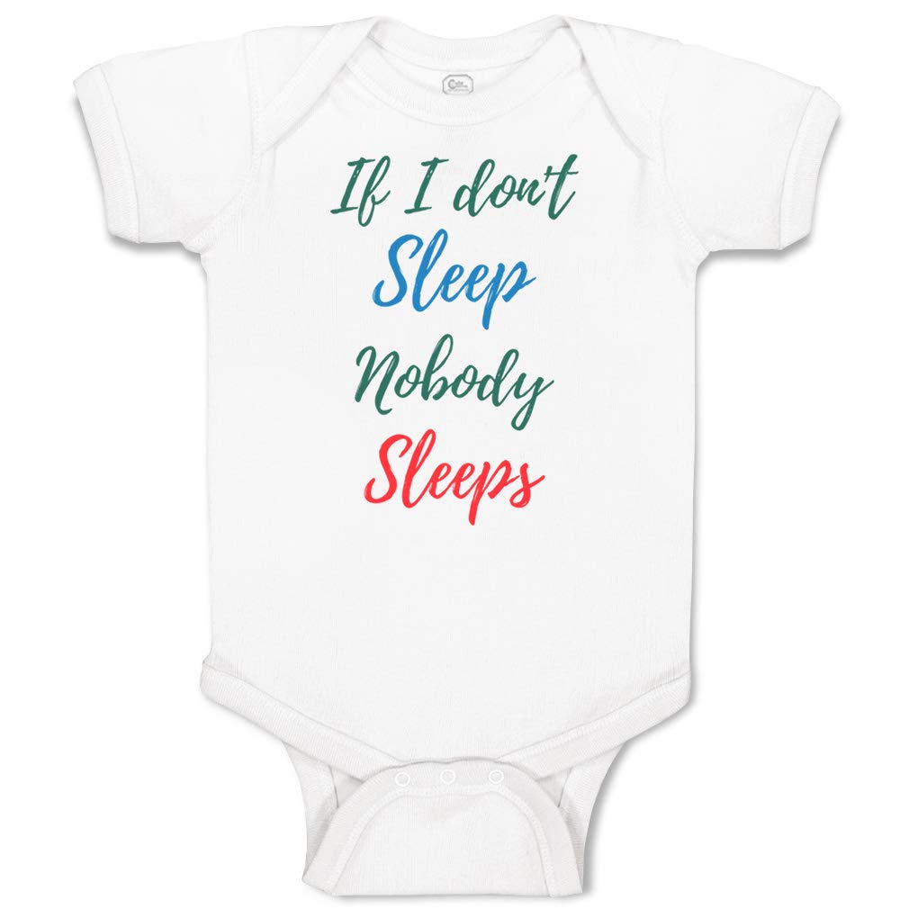 Custom Personalized Baby Bodysuit - Funny Humor 'If I Don't Sleep Nobody Sleeps' Cotton Onesie for Boys & Girls - White Newborn Outfit for Playdates & Photo Shoots