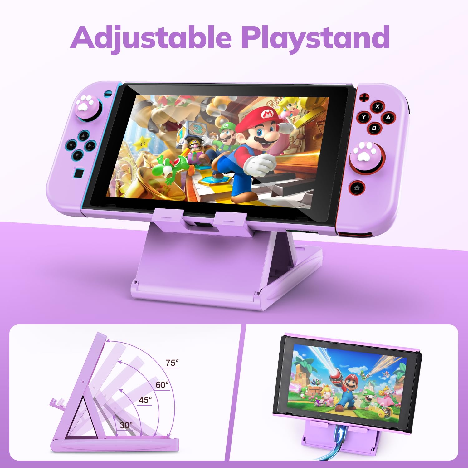 16-in-1 Nintendo Switch Carrying Case with Accessories - Purple Protective Travel Case for Original Switch Model - Perfect for Gaming On-The-Go