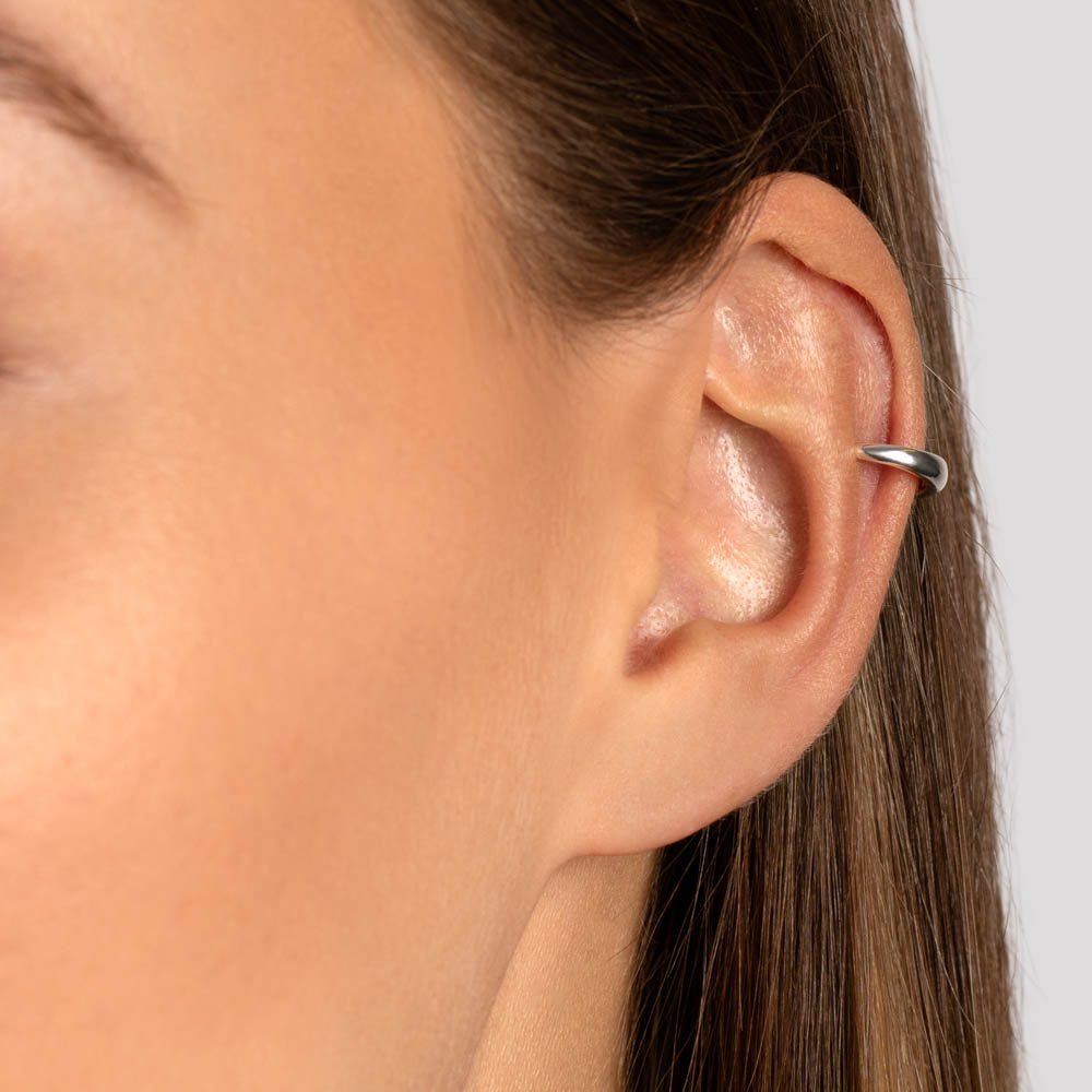 Stylish Silver Slim Curve Single Ear Cuff - Trendy Ear Jewelry for Women, Perfect for Parties, Weddings & Everyday Wear